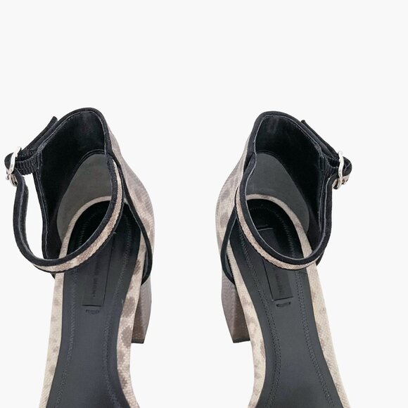 Alexander Wang Abby Sandals EU 36.5 US 6.5 Beige Snake Block Heels Cheetah Brown - Picture 5 of 11